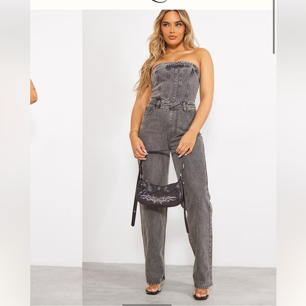 Pretty Little Thing Bandeau Denim Jumpsuit - Picture 9 of 14